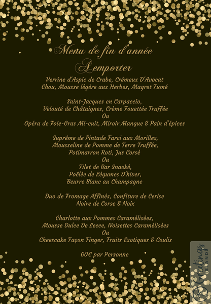 Menu de Noël et Jour de L'AN
